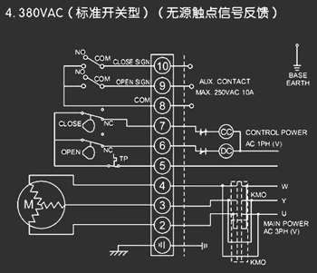 380VAC標準開關型<a href='http://www.bsszkj.cn/Product/diefa/diandongdiefa/' target='_blank'>電動<a href='http://www.bsszkj.cn/Product/diefa/' target='_blank'>蝶閥</a></a>接線圖